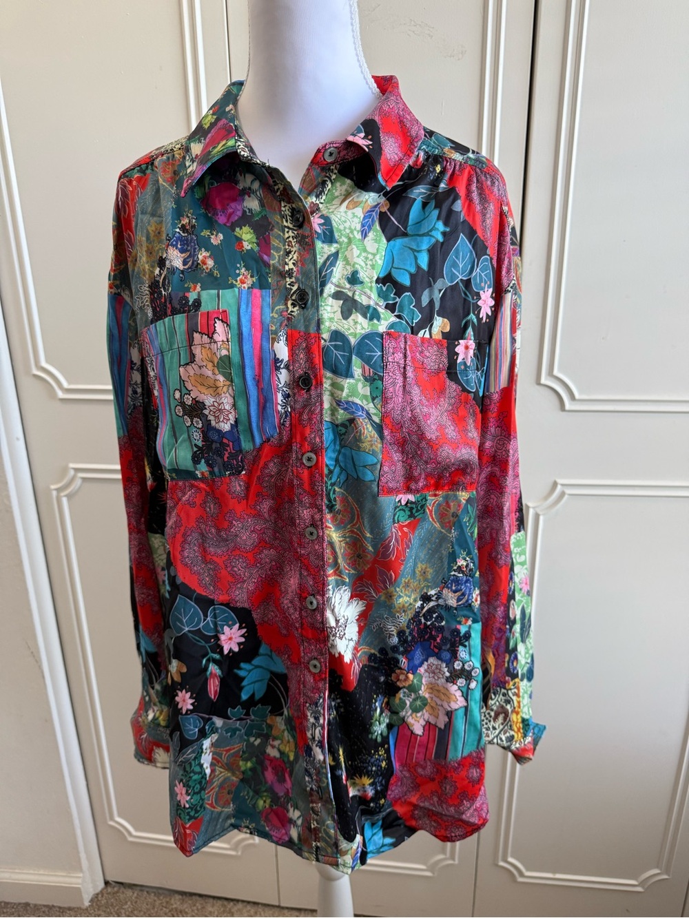 Anthropologie Multicolor Floral Patchwork Women’s Button-Up Shirt